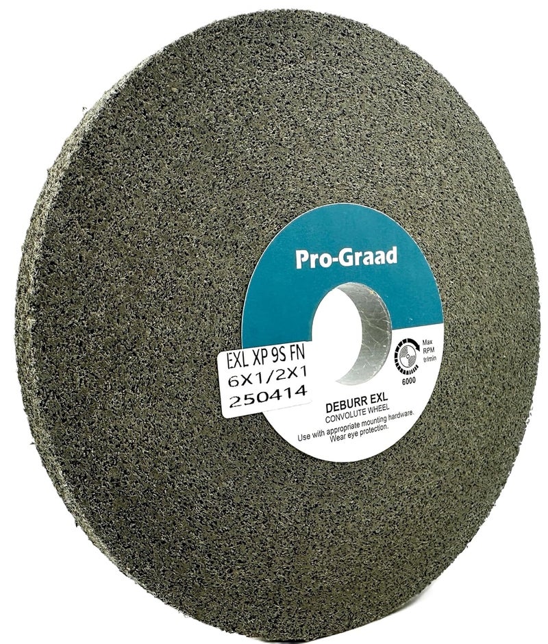 Pro-Grade EXL-XP Convolute Deburring Polishing Wheel - 6" x 1/2" x 1" 9S Fine Silicon Carbide - Professional Grade - Metal Deburring, Finishing and Polishing Wheel – 60442-1 Pack - Image 1
